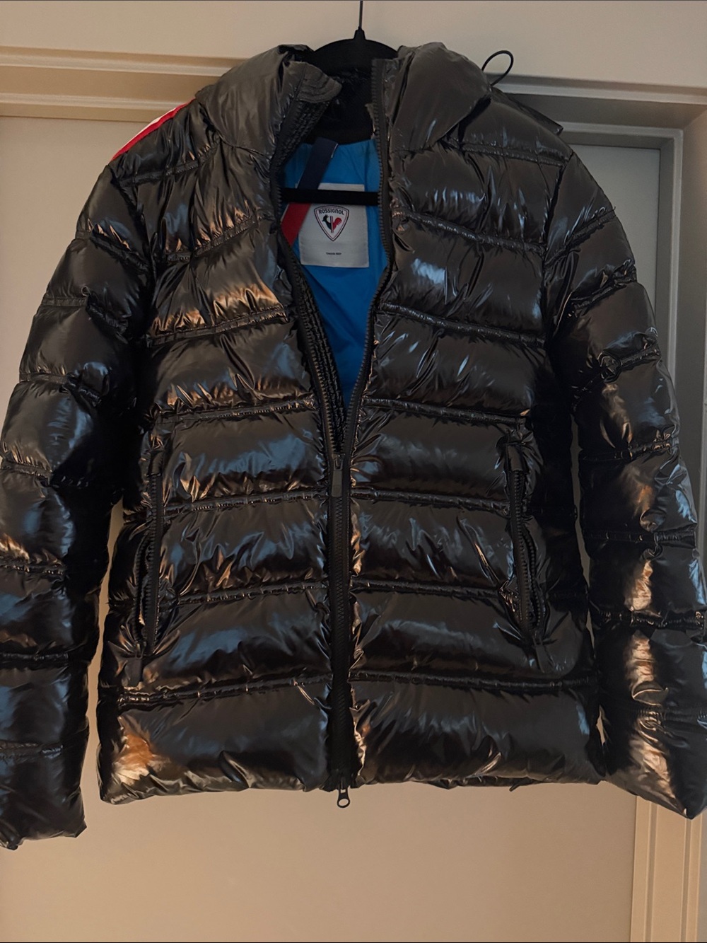 Rossignol Men's Glossy Black Puffer Jacket with Hood